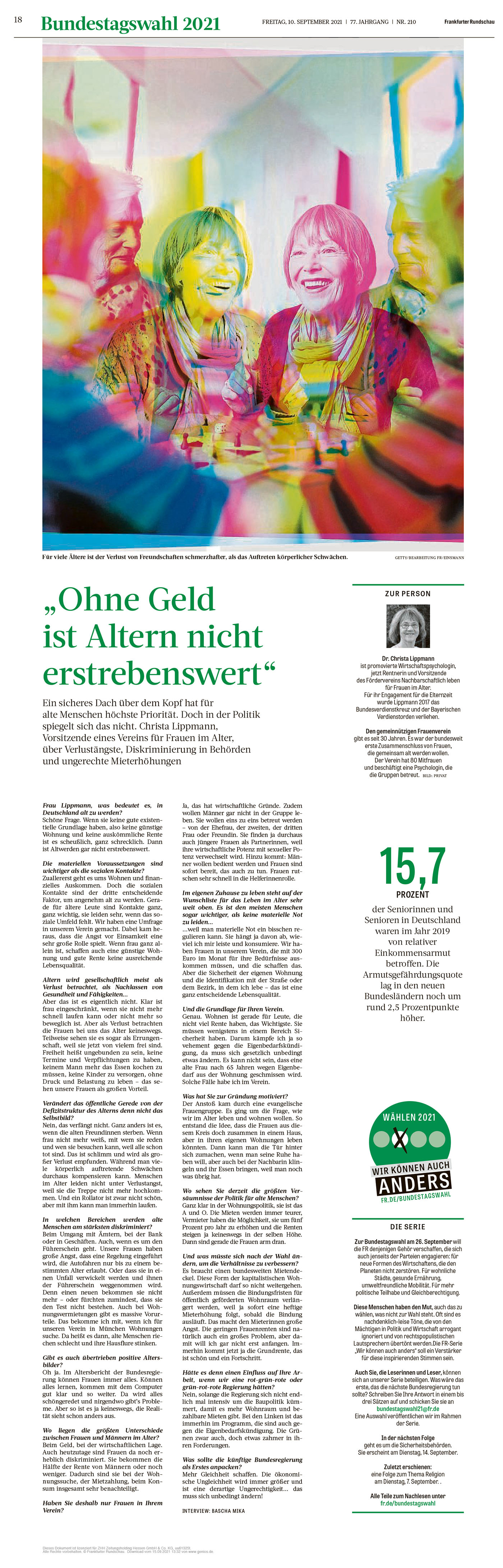 Interview mit Christa Lippmann, über Verlustängste, Diskriminierung in Behörden und ungerechte Mieterhöhungen